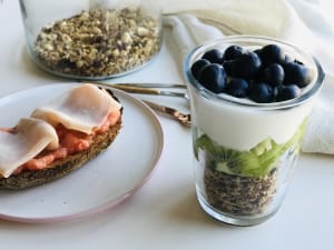 Toast with Fruit Yogurt and Granola