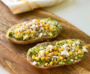 Avocado, Corn, and Goat Cheese on Toast