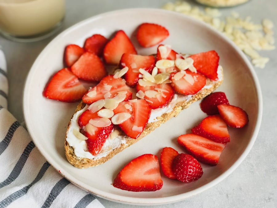 Cheese Toast with Strawberries and Almonds
