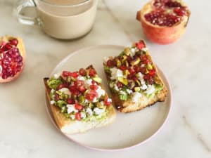 Avocado Toast with Cheese and Pomegranate