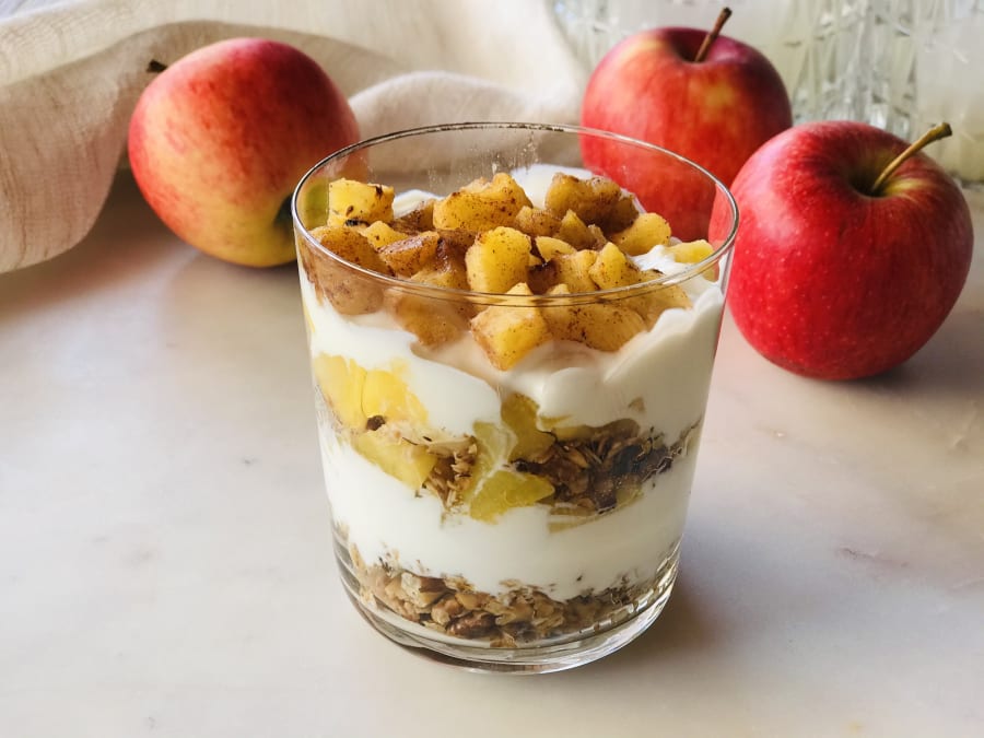 Yogurt Cup with Granola and Roasted Apple