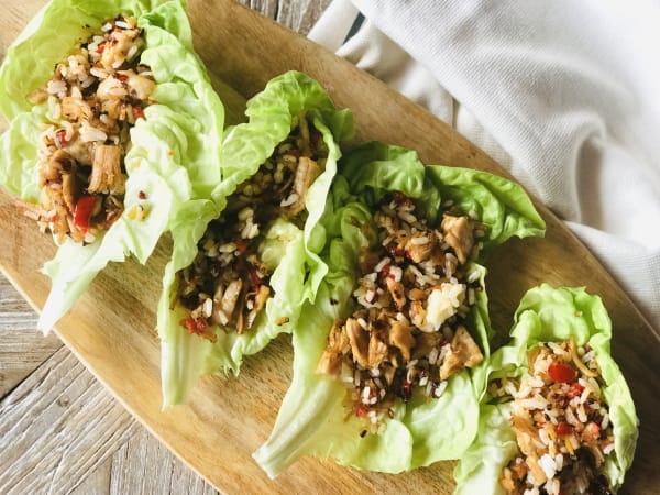 Chicken and Rice Filled Lettuce Wraps