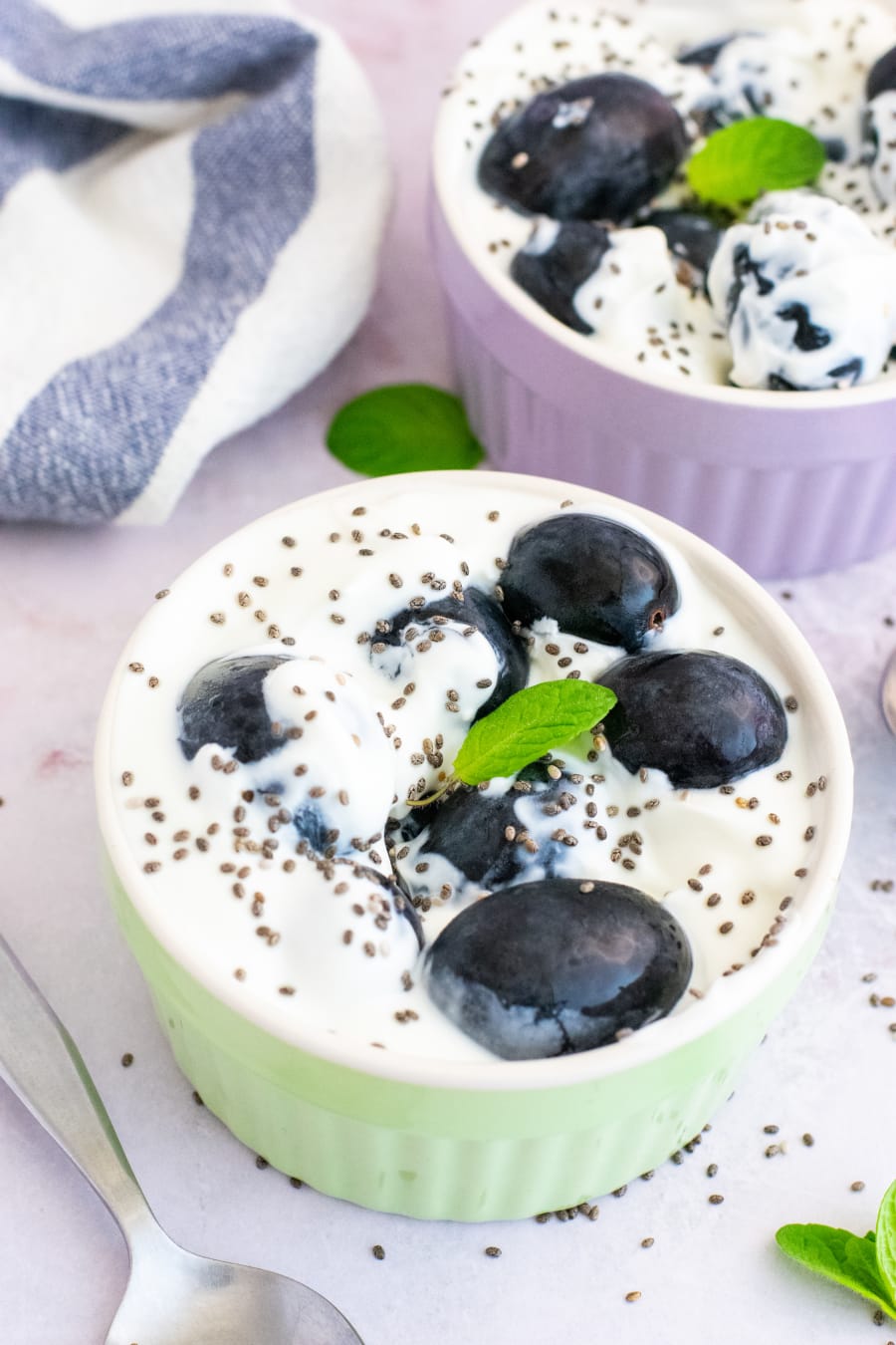 Greek Yogurt with Chia and Frozen Grapes